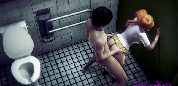 trendsBleach Hentai - Orihime in the Toilet boobjob and fucked - Anime Manga Japanese Cartoon 3D Porn